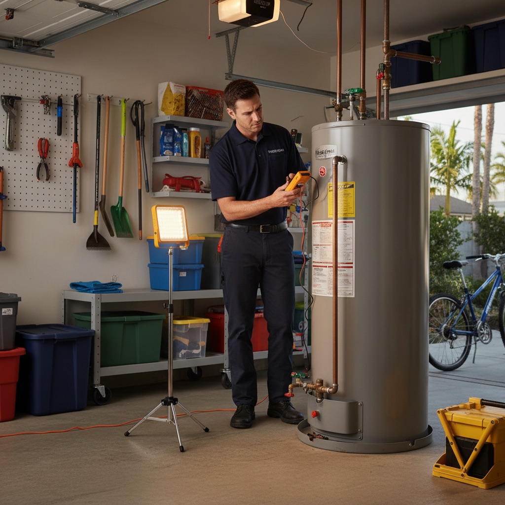 Homeowner deciding whether to repair or replace a water heater in San Diego.