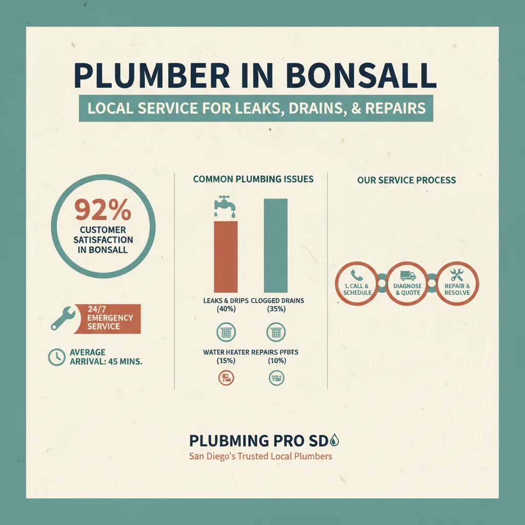 A friendly plumber shaking hands with a homeowner in front of a Bonsall home, conveying trust and local service, photorealistic.